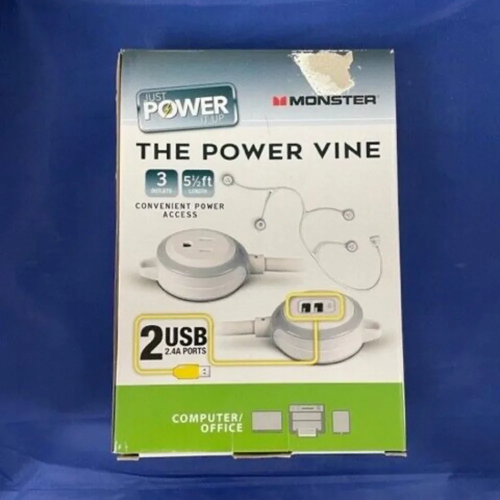 Monster Cable Just Power It Up 5-1/2 ft. L 3 outlets, 2 USB Flexible Power Strip